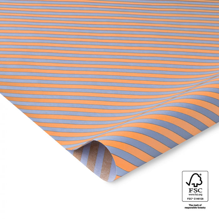 Geschenkverpackung Seidenpapier 5 Bögen Seidenpapier gestreift peach blau bei Nauli and Stories