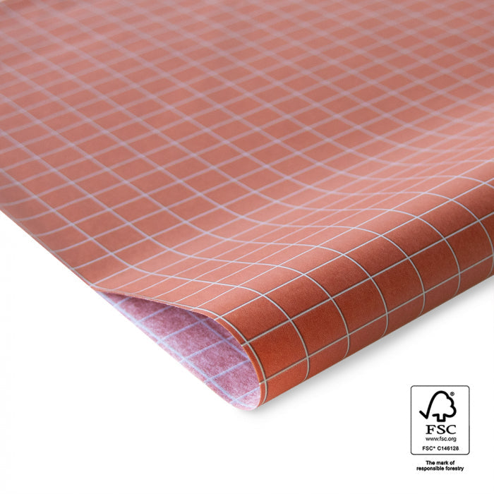 Geschenkverpackung Seidenpapier 5 Bögen Seidenpapier Grid - Ziegelrot bei Nauli and Stories
