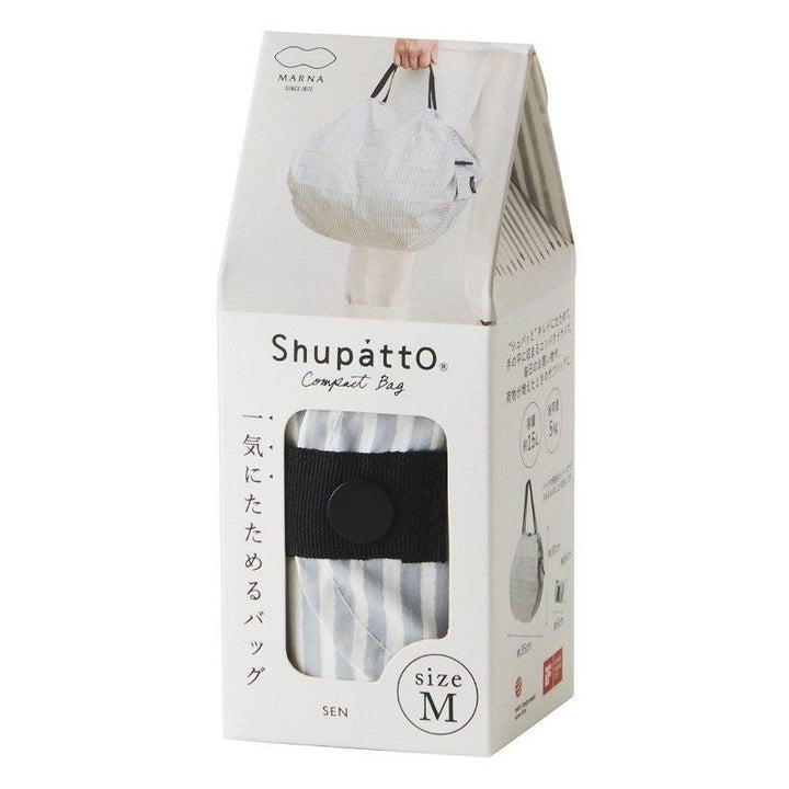 Shupatto Einkaufstasche Shupatto graue kompakte Falttasche M - Stripes (Sen) bei Nauli and Stories