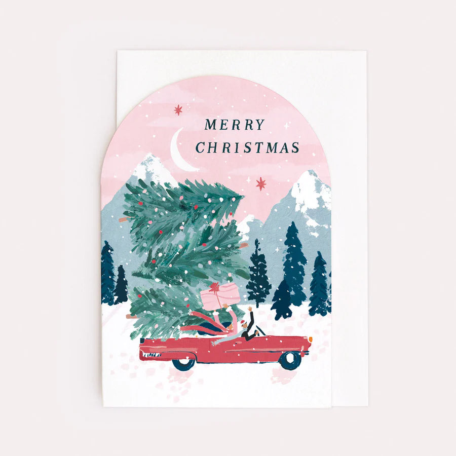 Sister Paper Co. Weihnachten Weihnachtskarte - Merry Christmas - rotes Auto bei Nauli and Stories