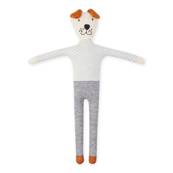 Sophie Home Kuscheltier Gestrickter Hund | gemustert |  Stofftier aus Baumwollgarn bei Nauli and Stories
