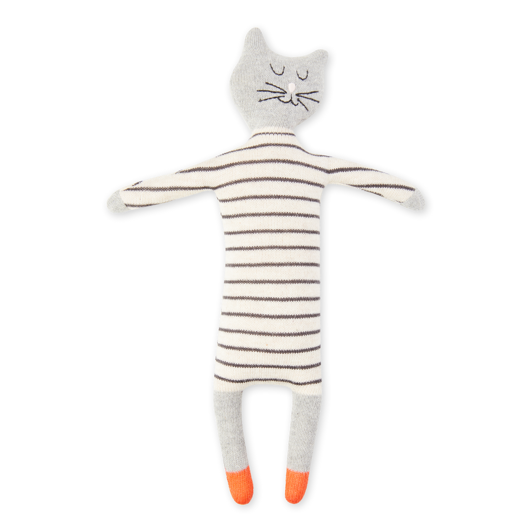 Sophie Home Kuscheltier Gestrickte Katze | gestreift | Stofftier aus Baumwollgarn bei Nauli and Stories