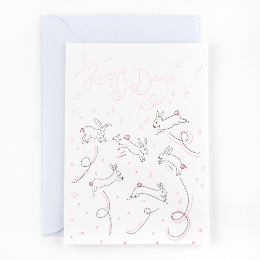 Studio Flash Letterpress Grußkarte Grußkarte zu Ostern - Hoppy days!