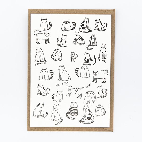 Studio Flash Letterpress Grußkarte Kleine Katzen - Grußkarte