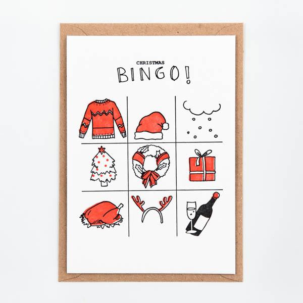 Studio Flash Letterpress Grußkarte Weihnachts - Bingo | Letterpresskarte von Studio Flash