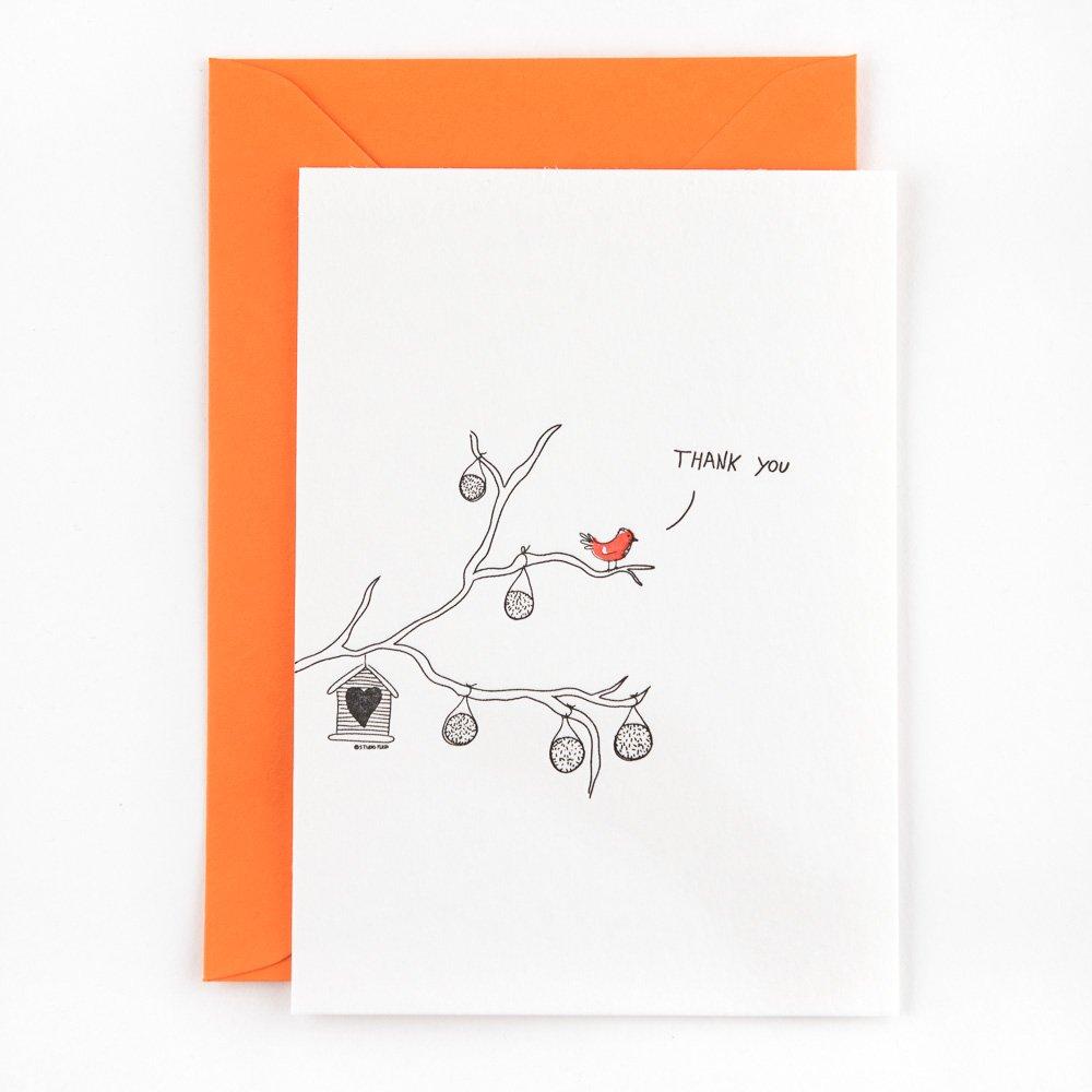 STUDIO FLASH LETTERPRESS Grußkarten Grußkarte - Thank you birdie