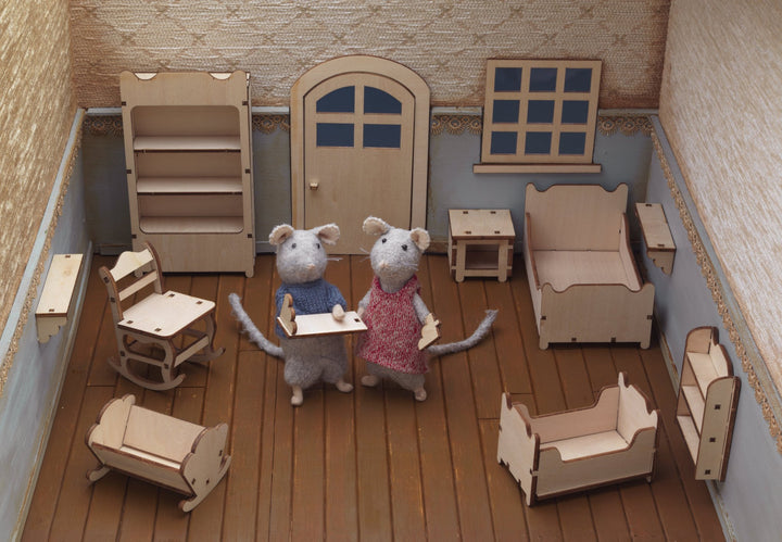Das Mäusehaus Puppenhausmöbel Das Mäusehaus -Kidsroom Möbelset bei Nauli and Stories