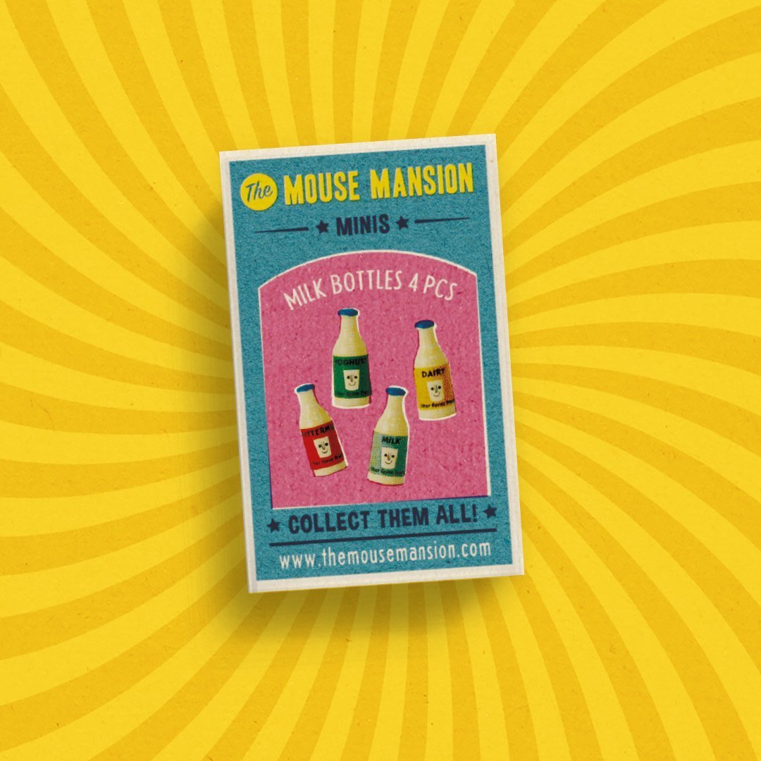 Das Mäusehaus Puppenstubenminiaturen Mini's - 4 Milchflaschen bei Nauli and Stories