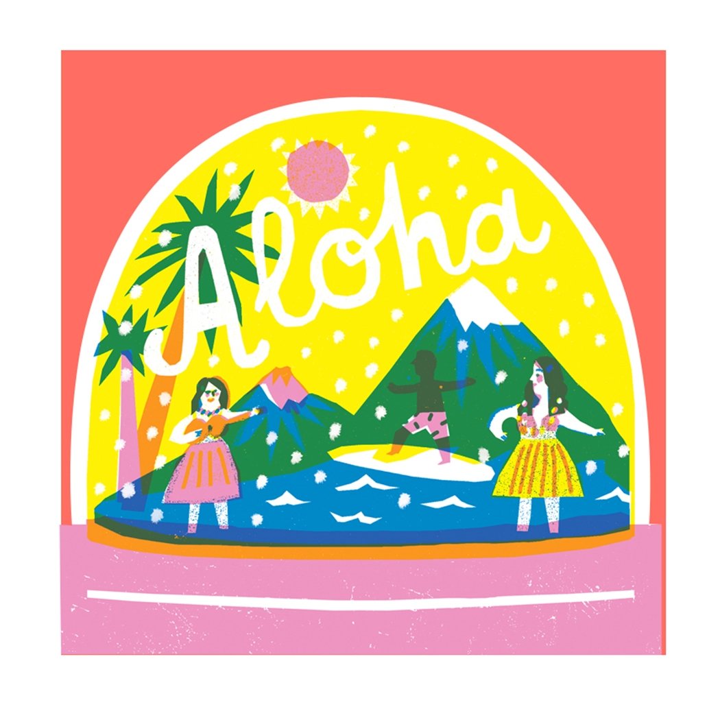 The Printed Peanut Weihnachten Weihnachtskarte Schneekugel mit Hawaii bei Nauli and Stories