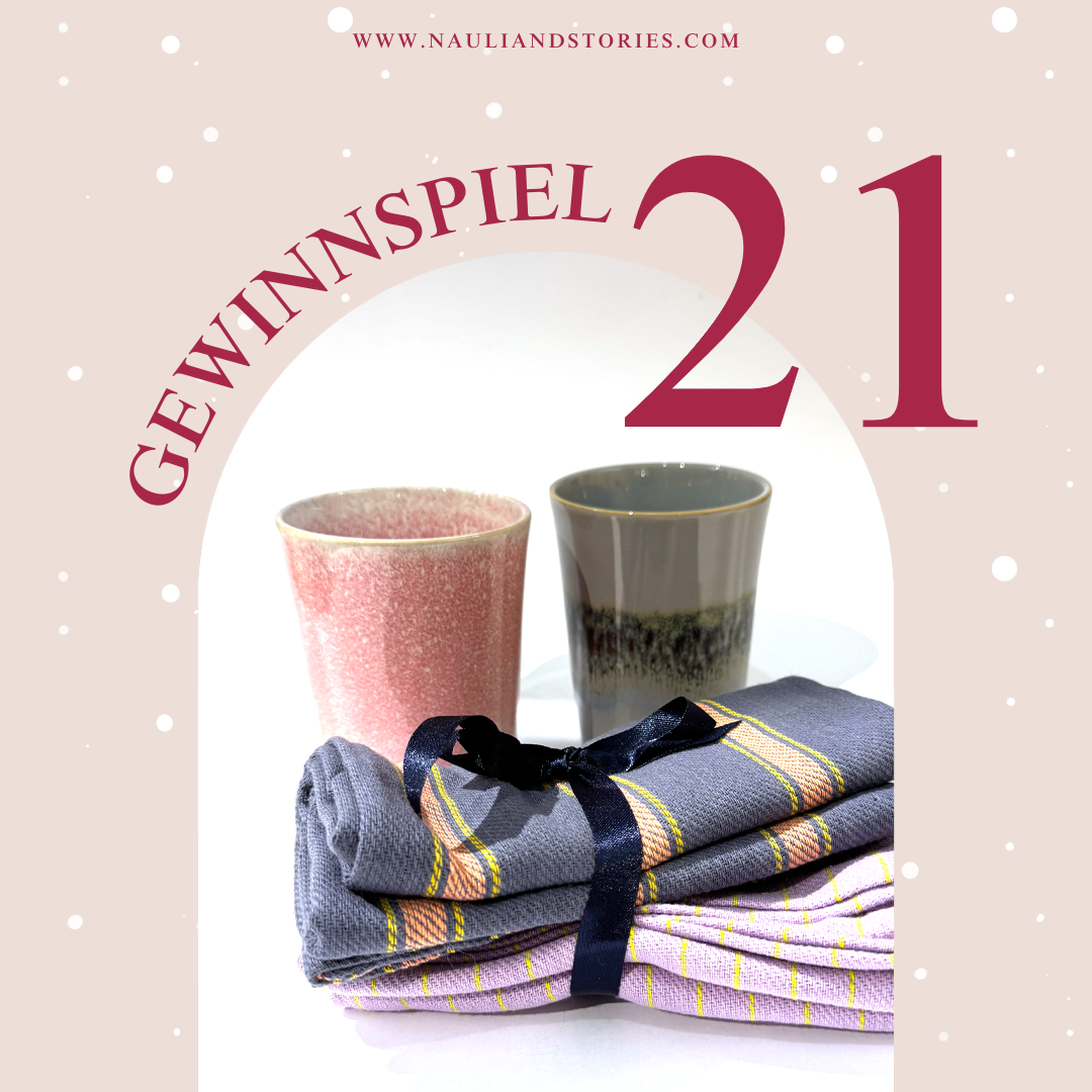 Adventskalender 21.Türchen: Gewinne 2 Keramikbecher und 1 Set Geschirrtücher