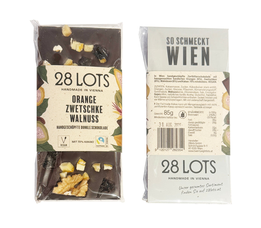 28lot Schokolade | Orange, Zwetschke, Walnuss bei Nauli and Stories