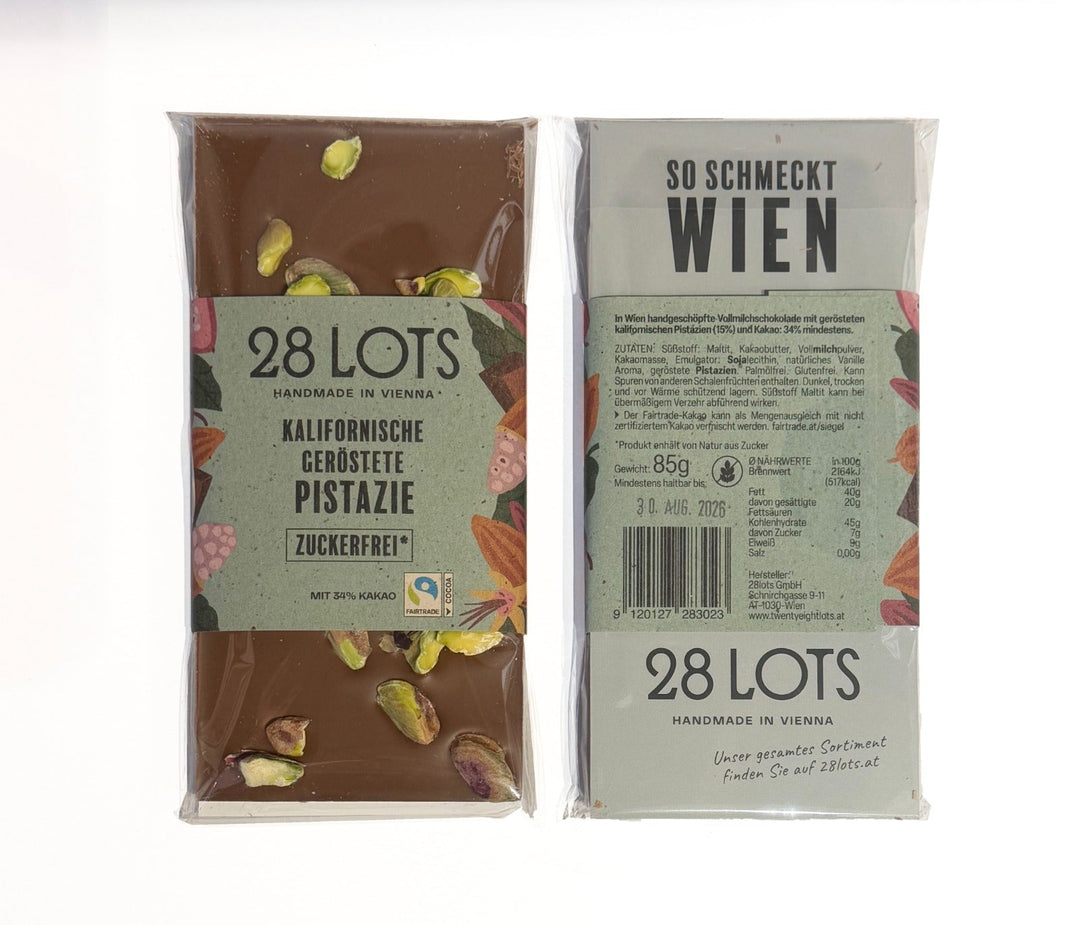 28lot Schokolade Vollmilchschokolade zuckerfrei | Pistazie bei Nauli and Stories