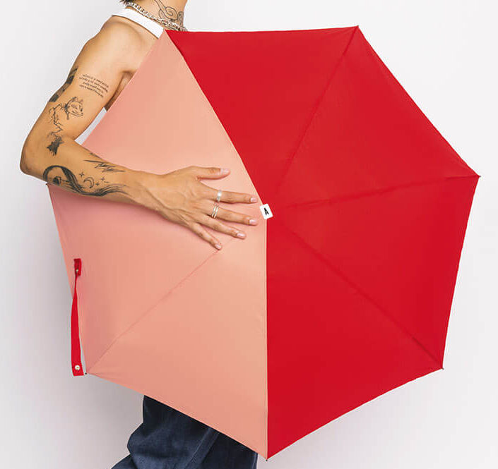 Regenschirm Bicolor - EDMOND - Rot und Koralle