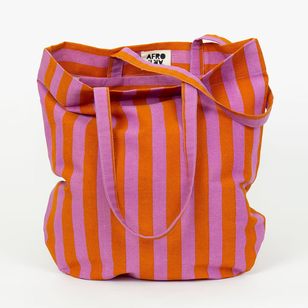 A world of craft Tote Bag Handbedruckte RANDA Tote Bag - violett orange Einkaufstausche aus Baumwolle