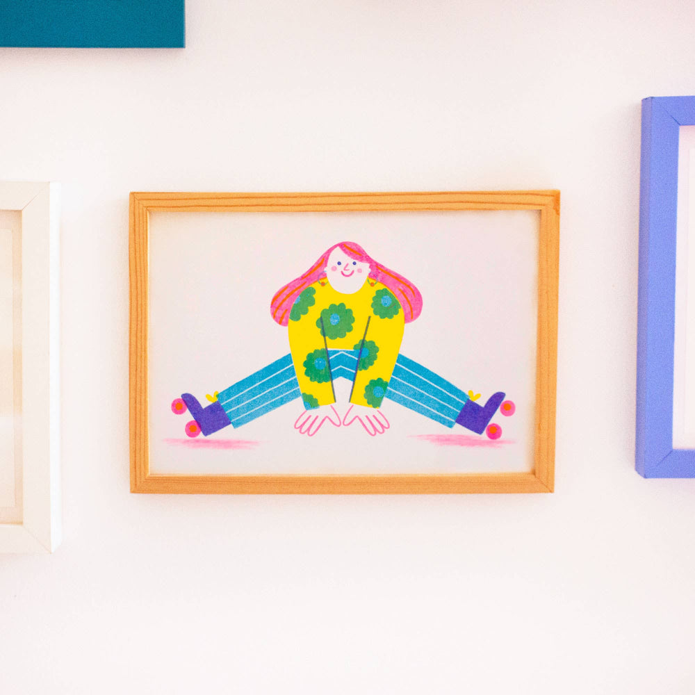Ana Seixas Carol, the roller skater // A5 Risograph Print Illustration bei Nauli and Stories