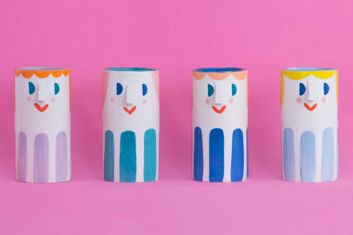 Ana Seixas Girl with Deep Blue Stripes / Ceramic Vase bei Nauli and Stories