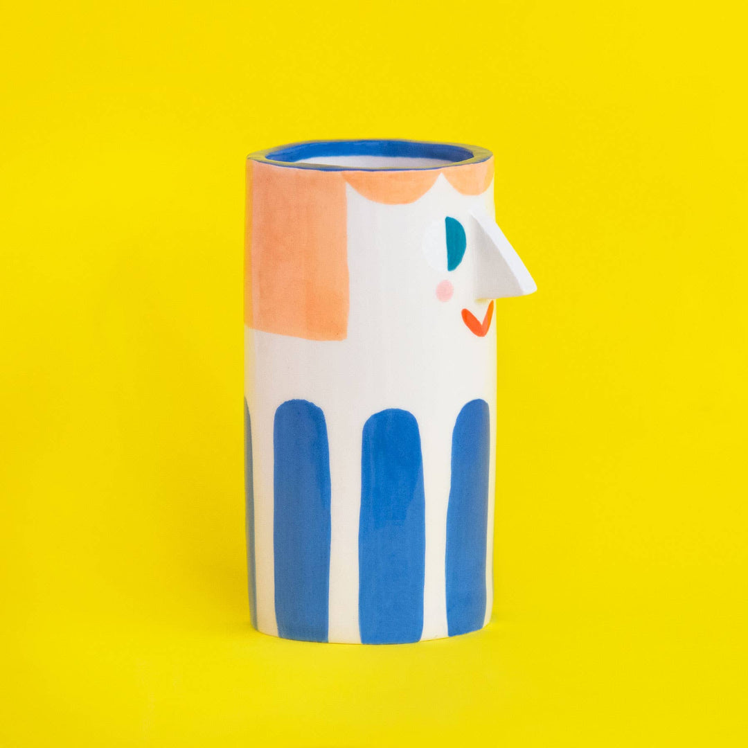 Ana Seixas Girl with Deep Blue Stripes / Ceramic Vase bei Nauli and Stories