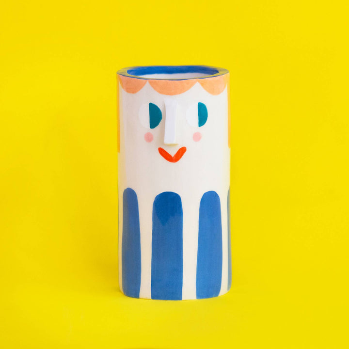 Ana Seixas Girl with Deep Blue Stripes / Ceramic Vase bei Nauli and Stories