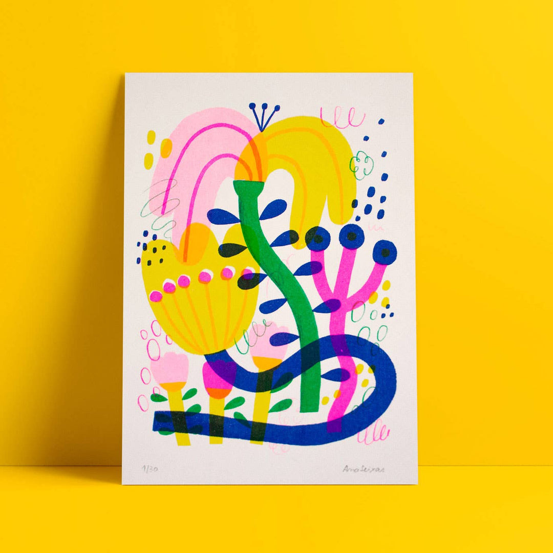 Ana Seixas Kunstdruck Risographie Druck A5 | Blumenstrauß bei Nauli and Stories