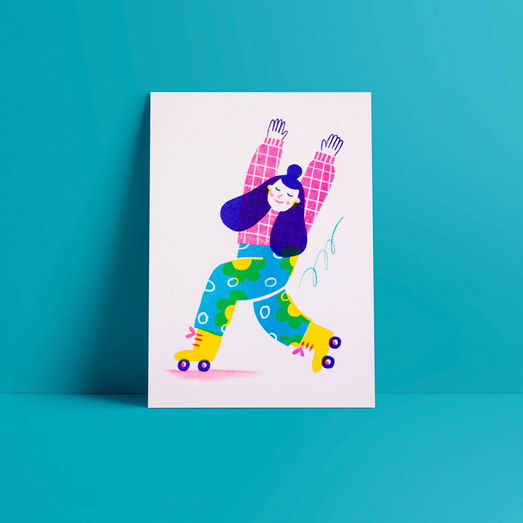 Ana Seixas Risographie Druck A5 | Rollerskater bei Nauli and Stories