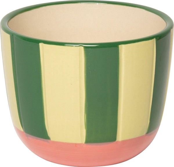 Au Maison Blumentopf Blumentopf m/Streifen, grün/rosa, 7,5xø10 cm bei Nauli and Stories