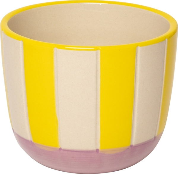Au Maison Blumentopf Blumentopf m/Streifen, violett/gelb, 7,5xø10 cm bei Nauli and Stories