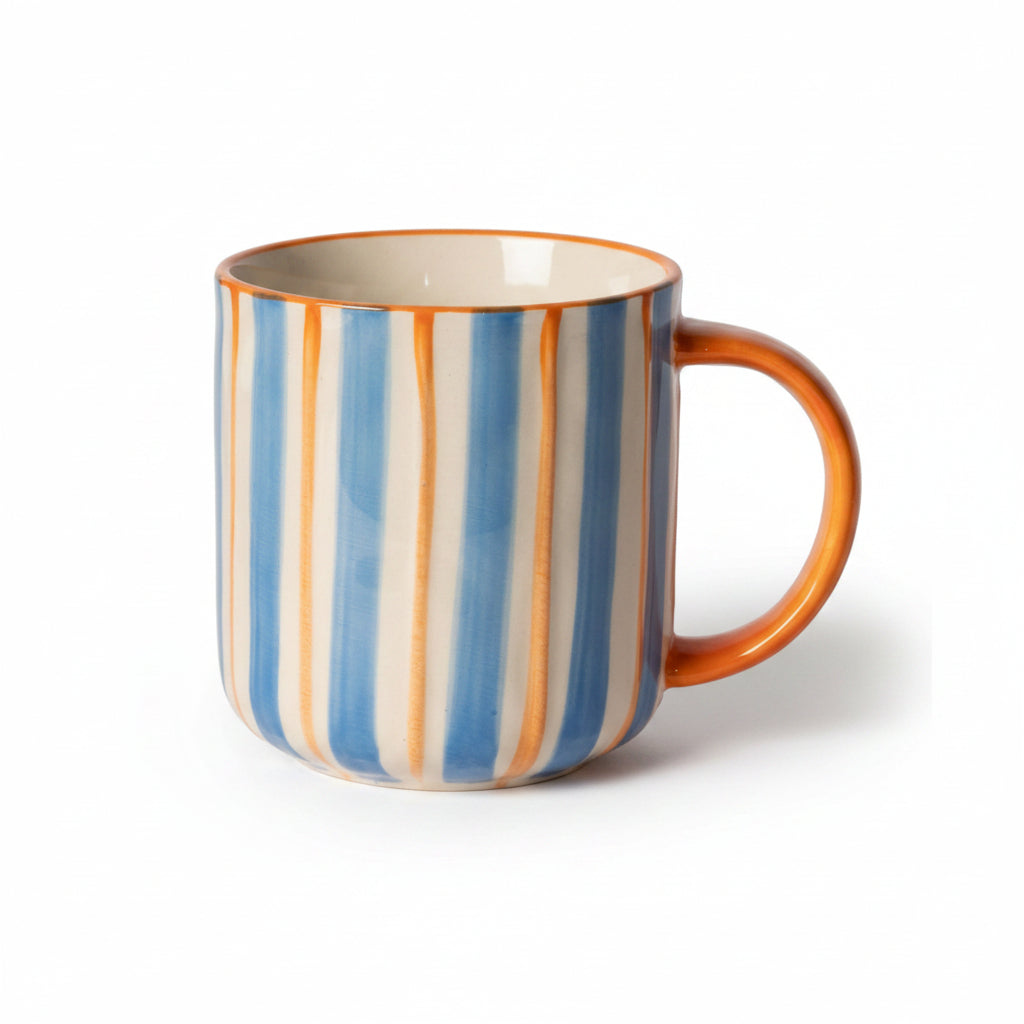 Au Maison Kaffee- und Teetassen Tasse blau orange gestreift | 550 ml bei Nauli and Stories