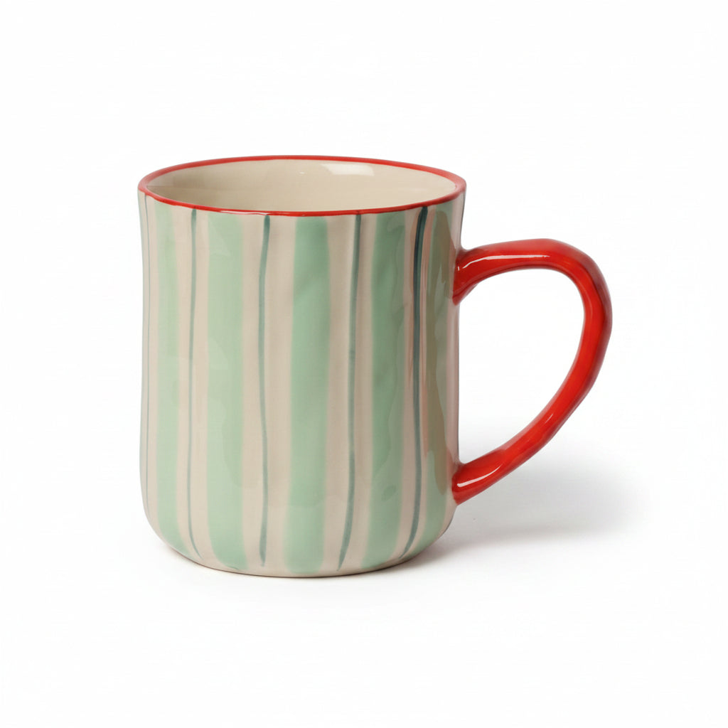 Au Maison Kaffee- und Teetassen Tasse mint petrol rot gestreift | 550 ml bei Nauli and Stories