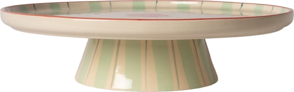 Au Maison Kuchenplatte Tortenplatte mit Fuß aus Keramik 8x33cm | mint petrol rot gestreift bei Nauli and Stories