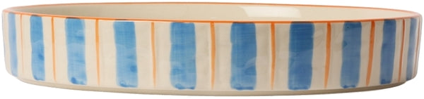 Au Maison Servierplatte Runde Keramikform mit niedrigem Rand 4,4 x ø27 cm | blau orange bei Nauli and Stories