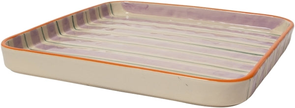 Au Maison Servierplatte Servierplatte quadratisch violett petrol orange gestreift | 27,5 x 27,5 cm bei Nauli and Stories