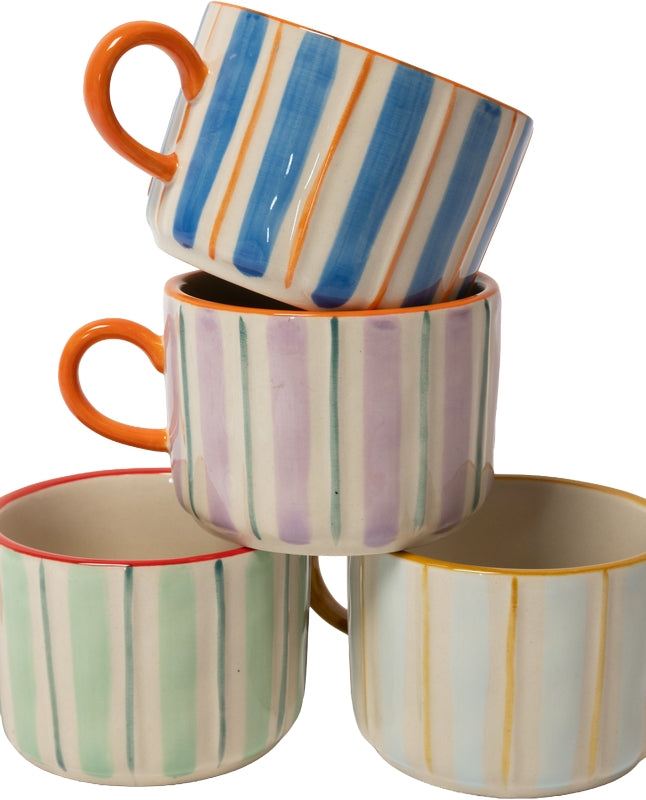 Gestreifte Keramiktasse bunt 350 ml