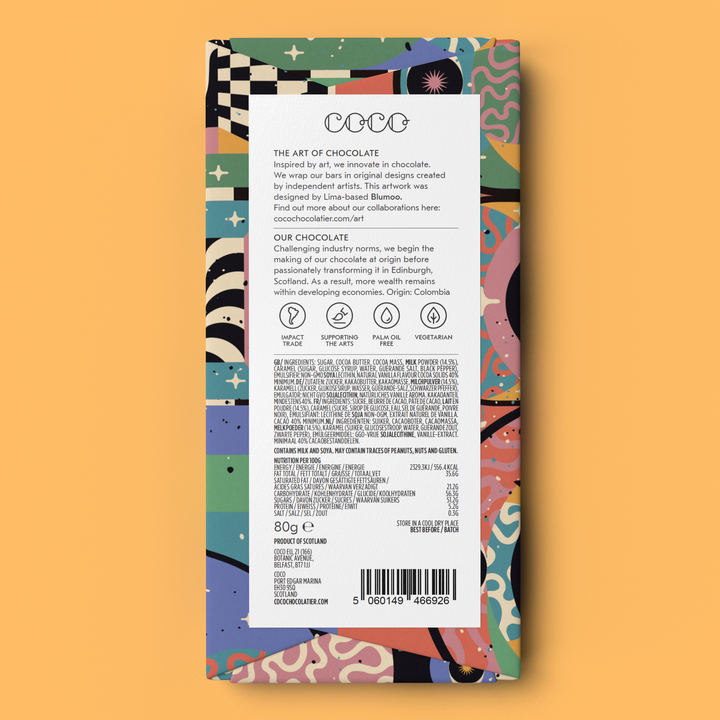 COCO Chocolatier Schokolade Salt & Pepper Caramel 80G Milk Chocolate (Pack of 12)