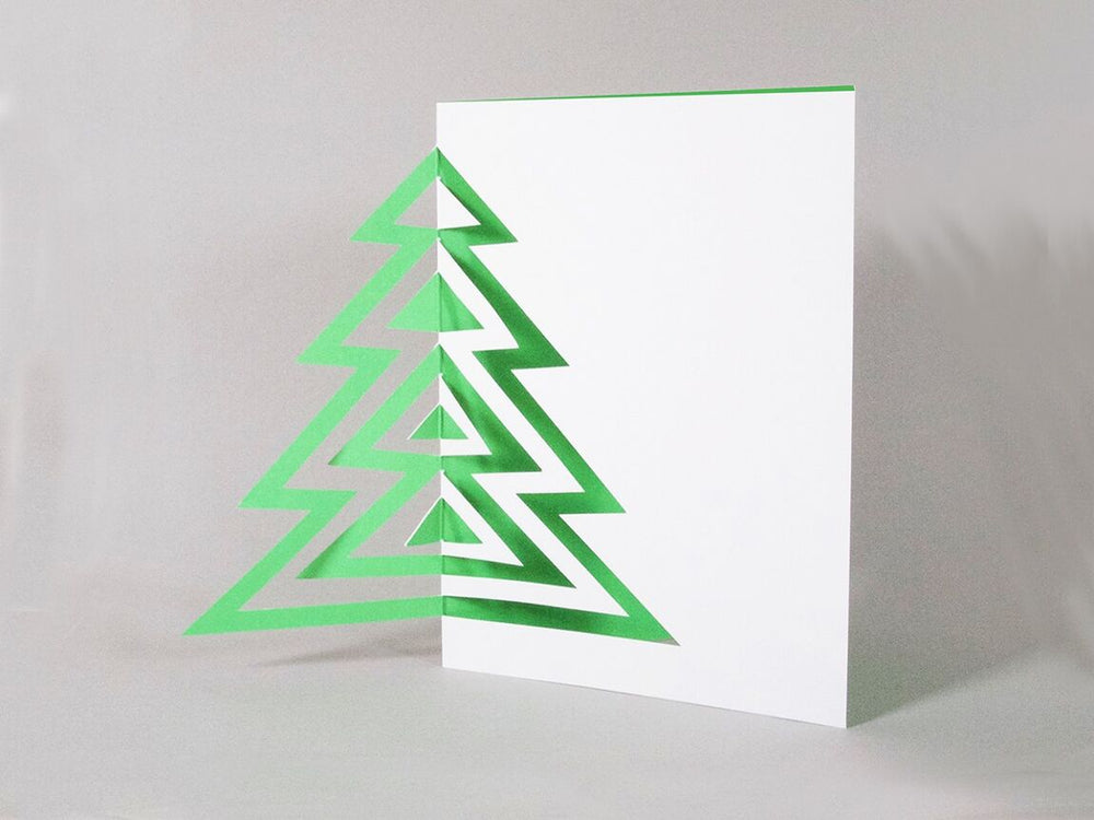 cut & make Hochzeitskarte Striped Christmas Tree - Fold Out Karte - Weihnachtskarte