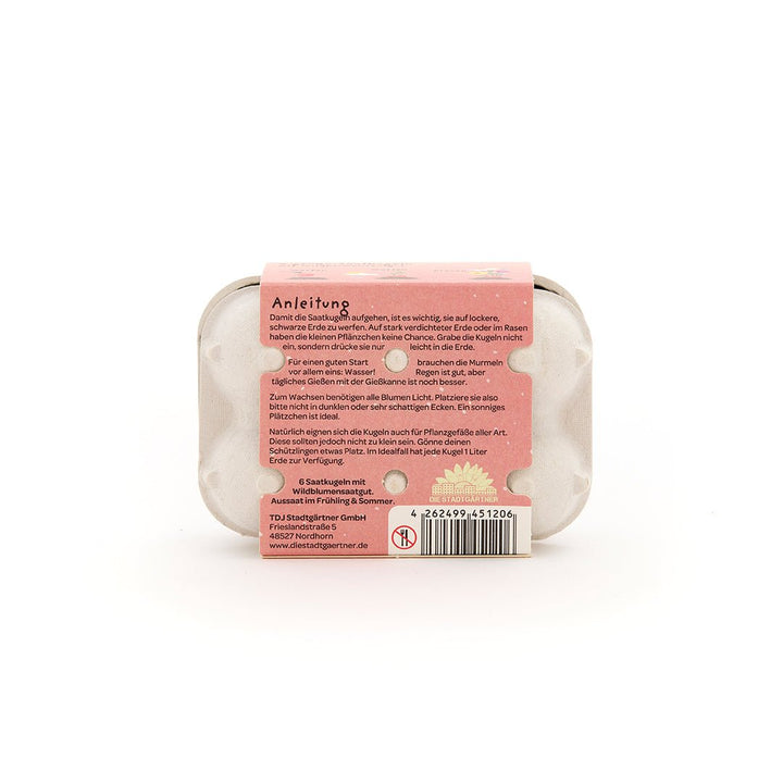 Die Stadtgärtner Saatkugeln 6 bunte Blumenmurmeln im Eierkarton "Vielen Dank" bei Nauli and Stories