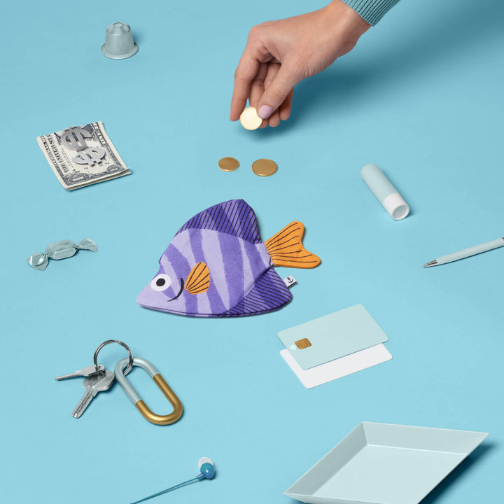 Don Fisher Geldbörse Baumwolltäschchen | Silberflossenblatt lila | Moonyfish llilac | Täschchen bei Nauli and Stories