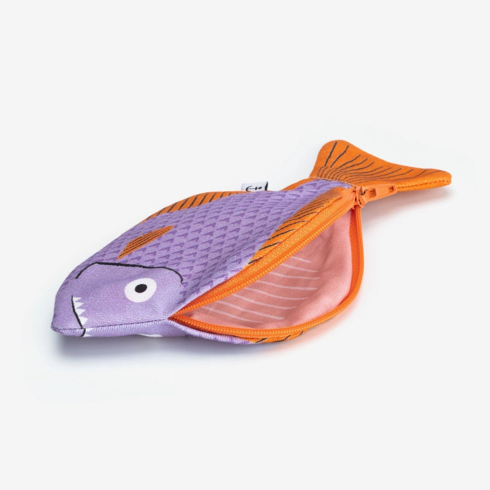Don Fisher Geldbörse Kleiner Piranha lila orange | Fisch- Täschchen | Geldbörse