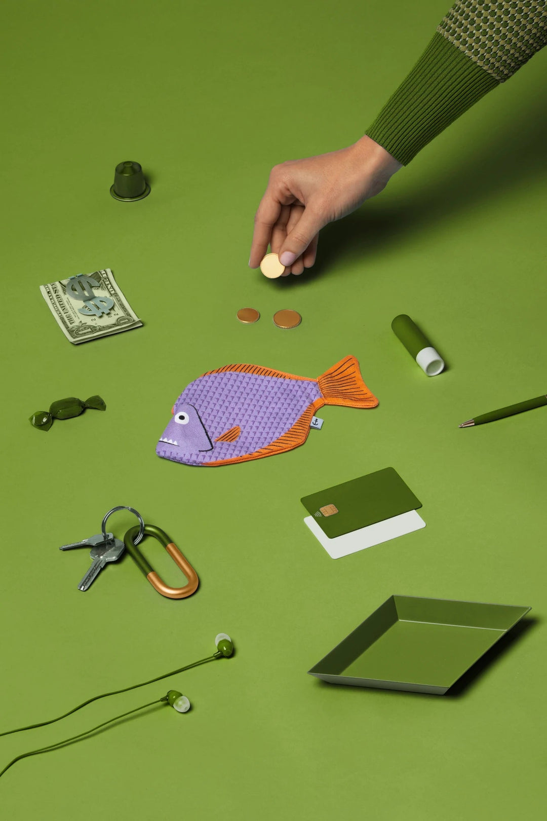 Don Fisher Geldbörse Kleiner Piranha lila orange | Fisch- Täschchen | Geldbörse