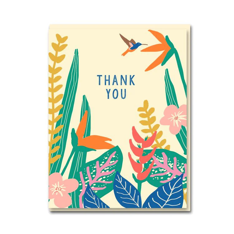Emma Cooter Draws Danke Dankeskarte - Danke mit tropischen Plfanzen und Kolibri