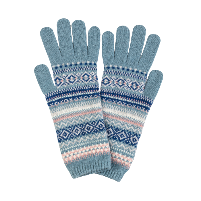 Eribé Handschuhe Alpine Gloves Dew - gemusterte, lange Fingerhandschuhe hellblau bei Nauli and Stories