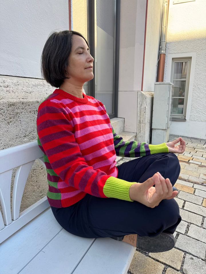 Eribé Pullover Stobo Stripe Reversible Sweater Rosa bei Nauli and Stories