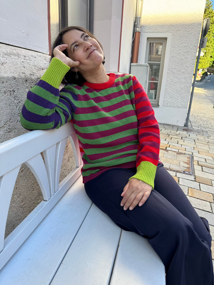 Eribé Pullover Stobo Stripe Reversible Sweater Rosa bei Nauli and Stories