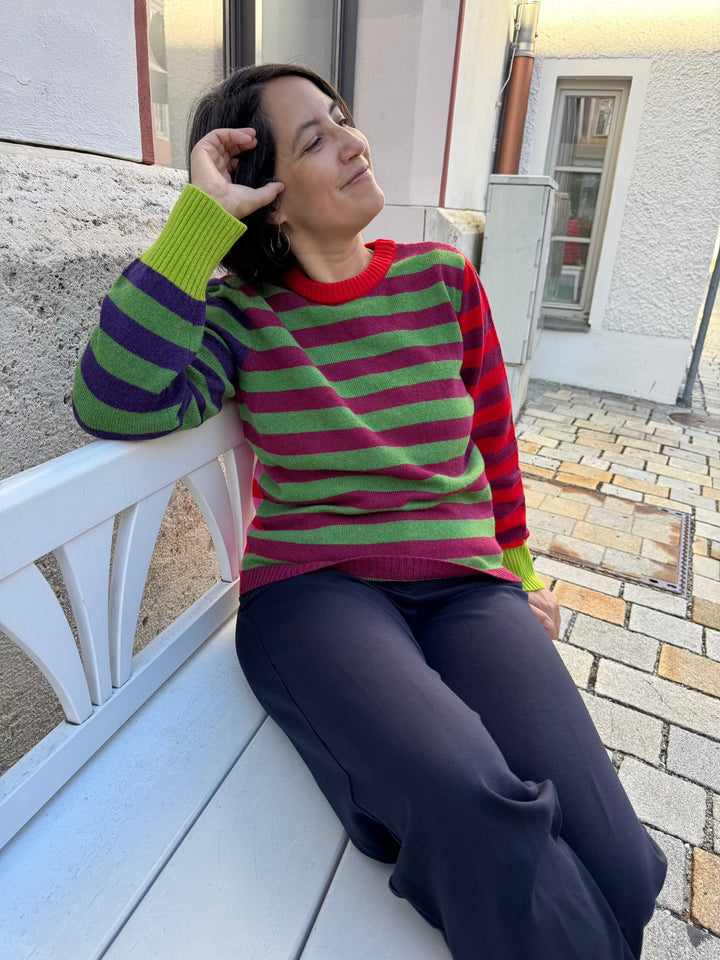 Eribé Pullover Stobo Stripe Reversible Sweater Rosa bei Nauli and Stories