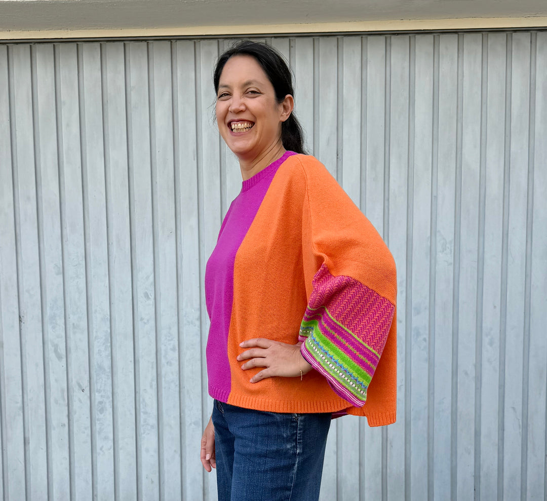 Eribé Pullover Montrose Top | Starbust | Orange, Pink | Lambswool 100% bei Nauli and Stories