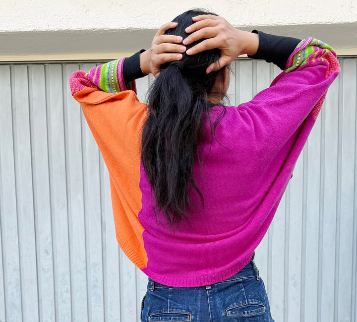 Eribé Pullover Montrose Top | Starbust | Orange, Pink | Lambswool 100% bei Nauli and Stories