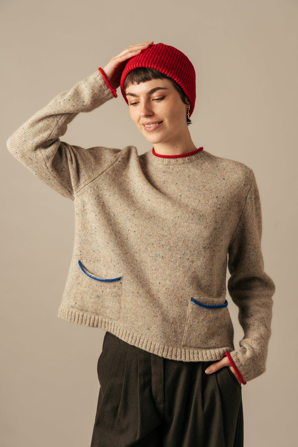Eribé Pullover Tweed Nep Sweater Sand bei Nauli and Stories
