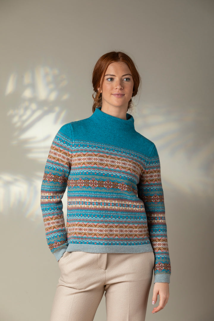 Éribe Pullover Winterpullover Kinross High Neck Sweater Topaz