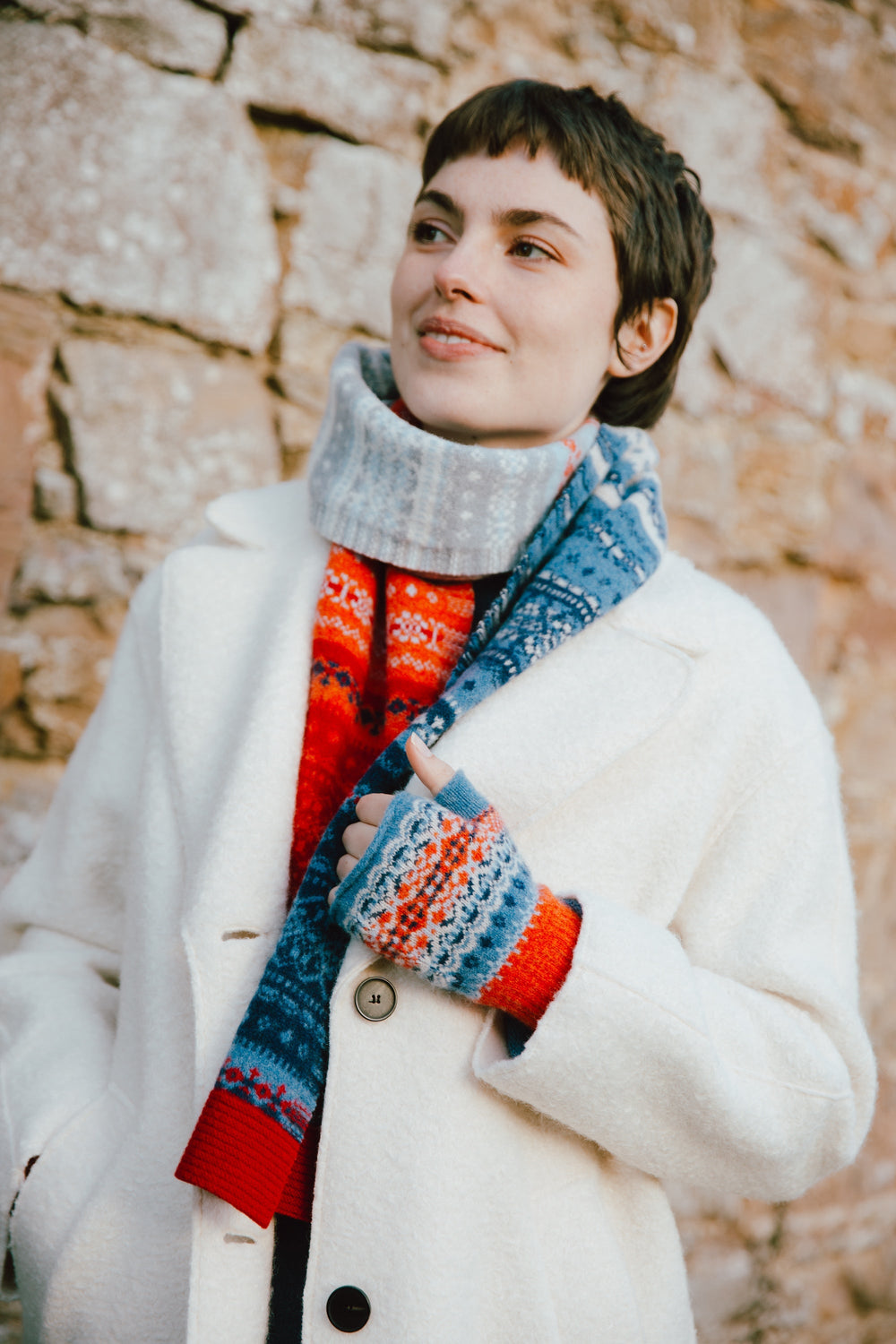 Eribé Schal Alloa Fairisle Scarf Blue Bella bei Nauli and Stories