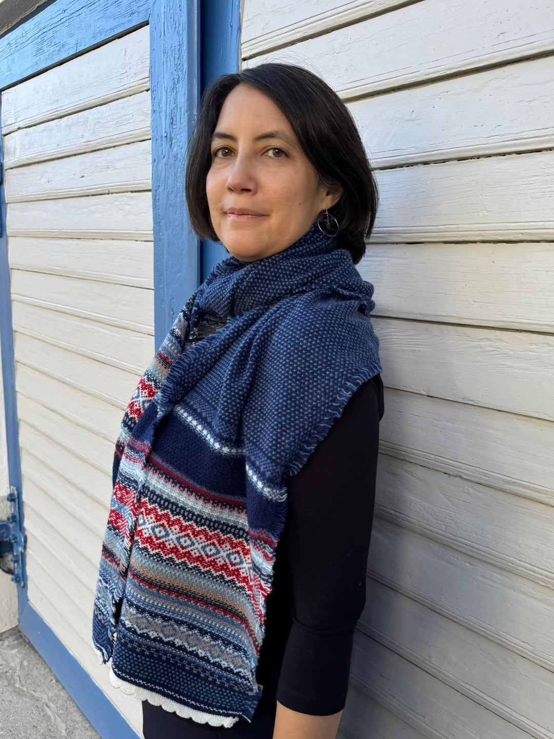 Eribé Schal breiter Wollschal | blau | Alpine Scarf Blue Morning bei Nauli and Stories