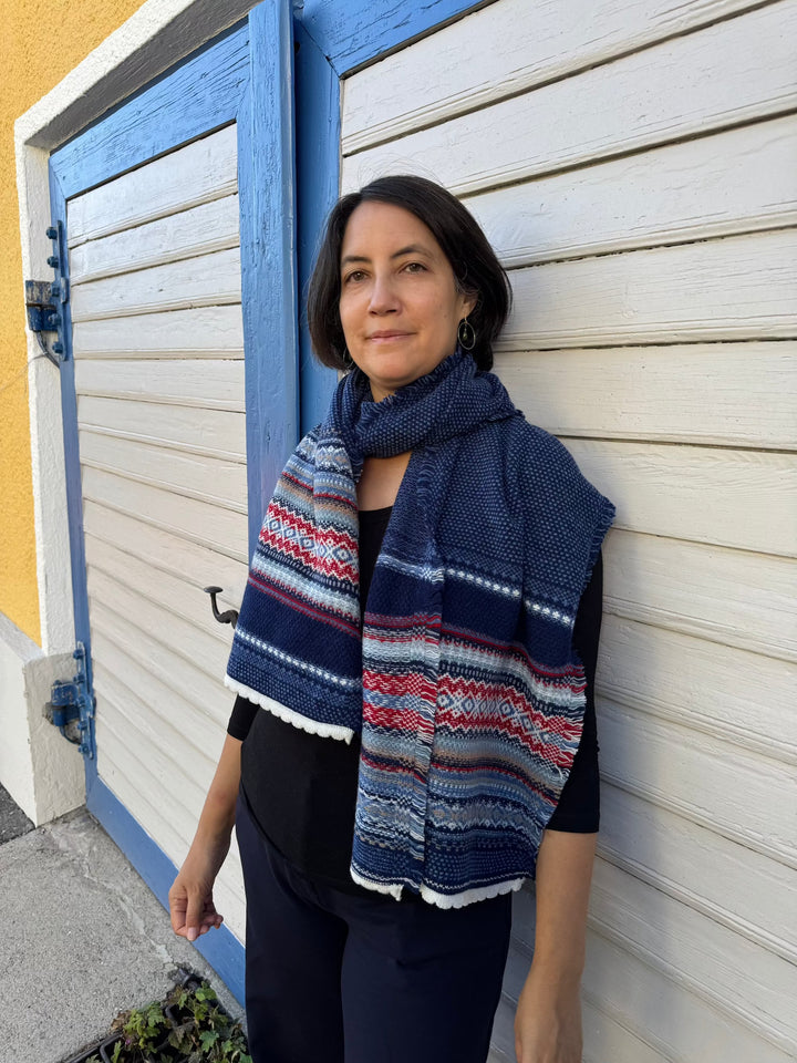 Eribé Schal breiter Wollschal | blau | Alpine Scarf Blue Morning bei Nauli and Stories